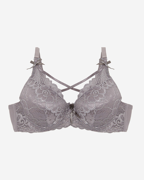 Бюстгальтер жіночий з мереживом сірого кольору - Білизна