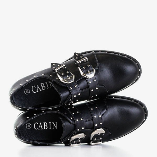 Чорні жіночі туфлі зі срібною фурнітурою Queen