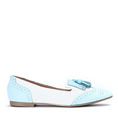 Błękitno-ecru mokasyny stylizowane- Obuwie