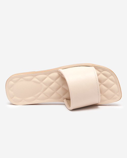 Бежеві жіночі шльопанці зі стьобаною устілкою Parekis