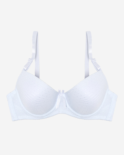 Dámská bílá vzorovaná push-up podprsenka - Spodní prádlo