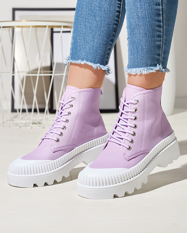 Fialové dámské vysoké sportovní boty a'la sneakers Serewa - Obuv
