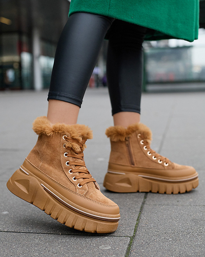 Dámské šněrovací sněhule na platformě z velblouda Neatesa - Obuv