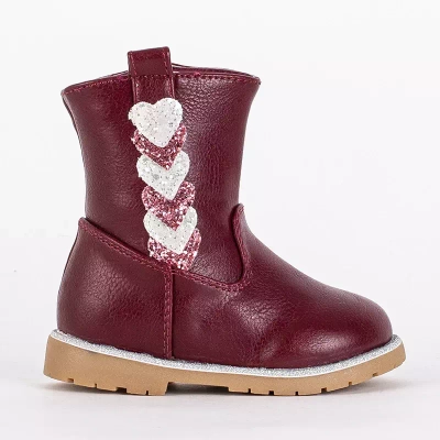 Dívčí bordó kozačky s ozdobným svrškem Nokimi-Shoes