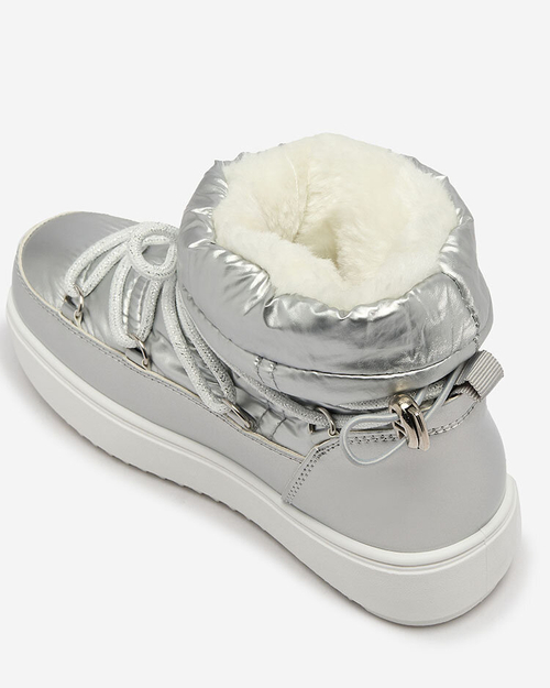 Royalfashion Дитячі черевики-сліпони а-ля снігоступи сріблясті Asifa