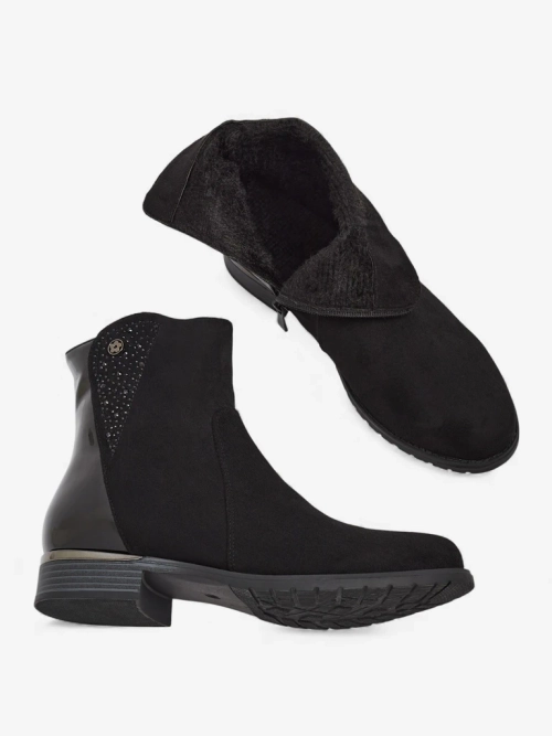 Замшеві ботильйони з еко-замші з лакованими вставками Kelmo