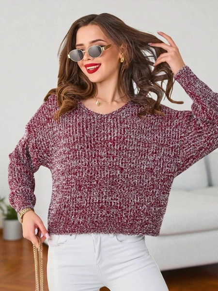 Royalfashion Dámský svetr s lesklou nití