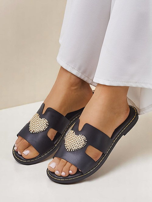 Royalfashion жіночі шльопанці з серцем Gold Heart