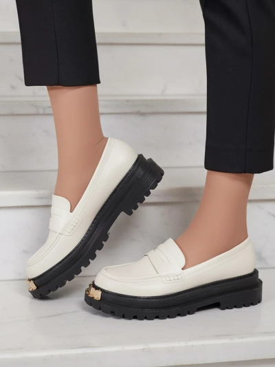 Dámské Loafersy Aurelia Béžové na Platformě 5cm - Stylové a Pohodlné