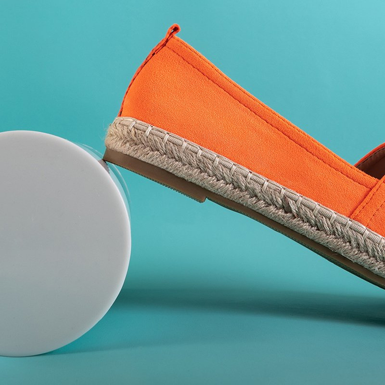 Neonově oranžové dámské espadrilky se zvířecí ražbou Lenda - Boty