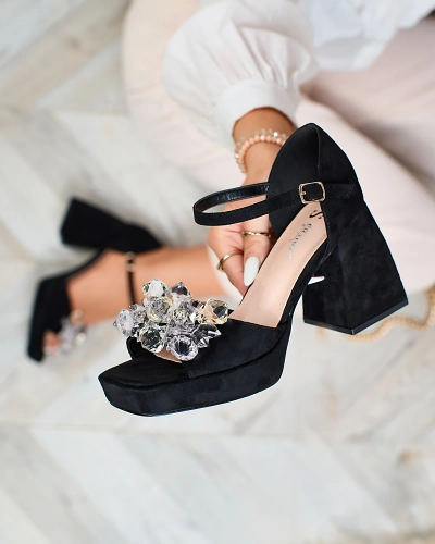 Černé dámské sandály s krystaly Celidi - Obuv