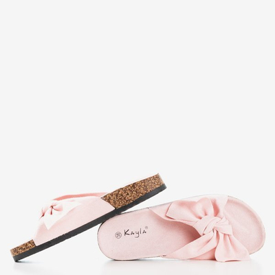 Рожеві жіночі шльопанці з бантом Gabu - Взуття 1