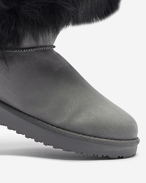 Сірі жіночі снігові черевики з асиметричним верхом і хутром Vetora - Взуття