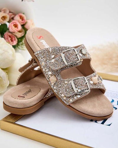 Royalfashion Dámské žabky s přezkami a zirkony Monnas