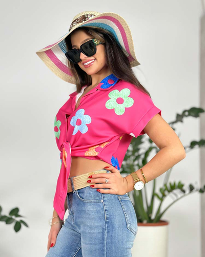 Royalfashion Жіноча коротка квіткова сорочка