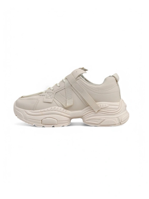 Бежеві жіночі снікерси Platina Roma на плоскій підошві еко шкіра 5 см