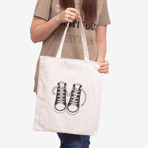 Біла тканинна сумка з принтом