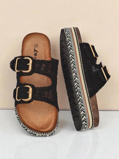 Royalfashion Жіночі босоніжки на платформі з пряжками CorkStyle