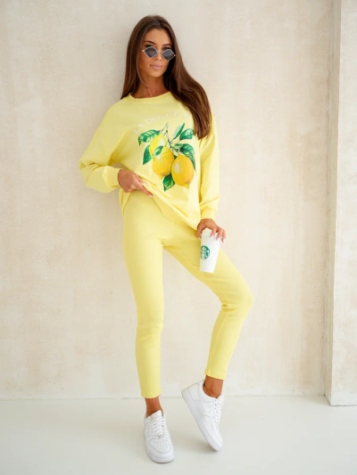 Royalfashion Dámský bavlněný set s mikinou a legínami s citronovým motivem
