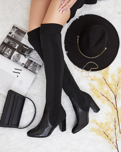 Royalfashion Dámské nazouvací kozačky nad kolena Nolera