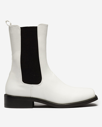Bílé vysoké kozačky pro ženy s hranatou špičkou Ludiz- Footwear