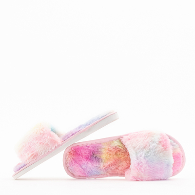 Barevné dámské kožešinové pantofle Tisa - Obuv