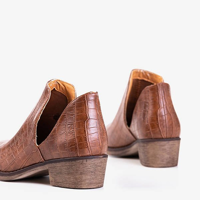 Hnědé boty z hadí kůže se střihy Pixena - obuv