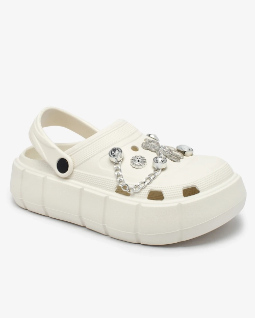 Royalfashion Білі ажурні жіночі шльопанці з цирконієвими прикрасами Afuccia