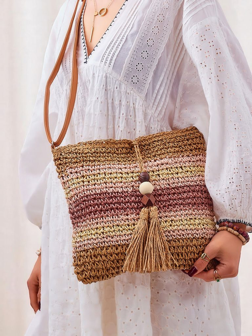 Royalfashion Маленька жіноча сумка з соломки в смужку Charm Mini