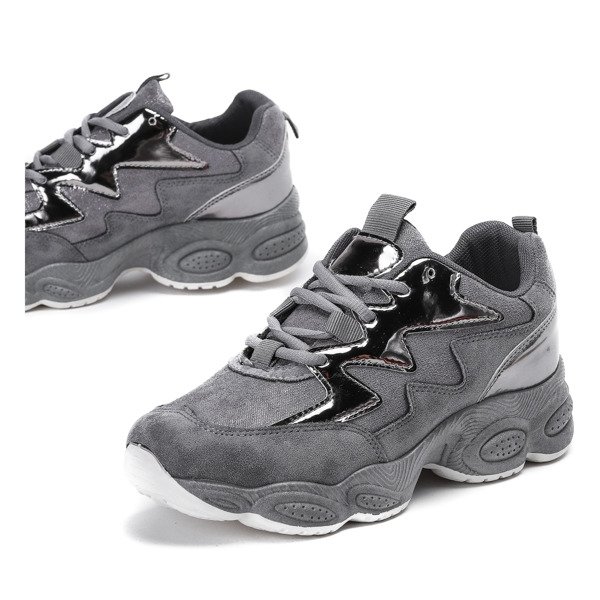 Szare sportowe buty na wyższej podeszwie Jinny - Obuwie