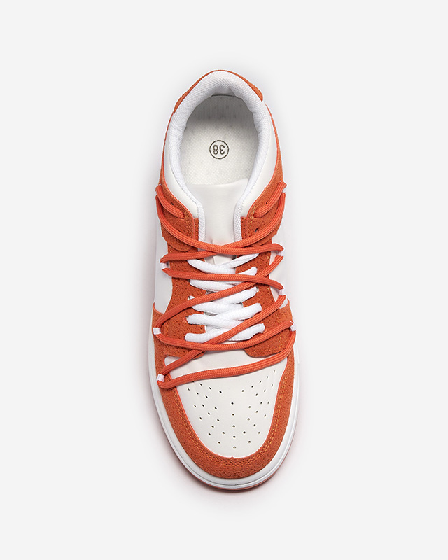 Royalfashion Dámské sportovní tenisky v bílé a oranžové barvě Riloxi