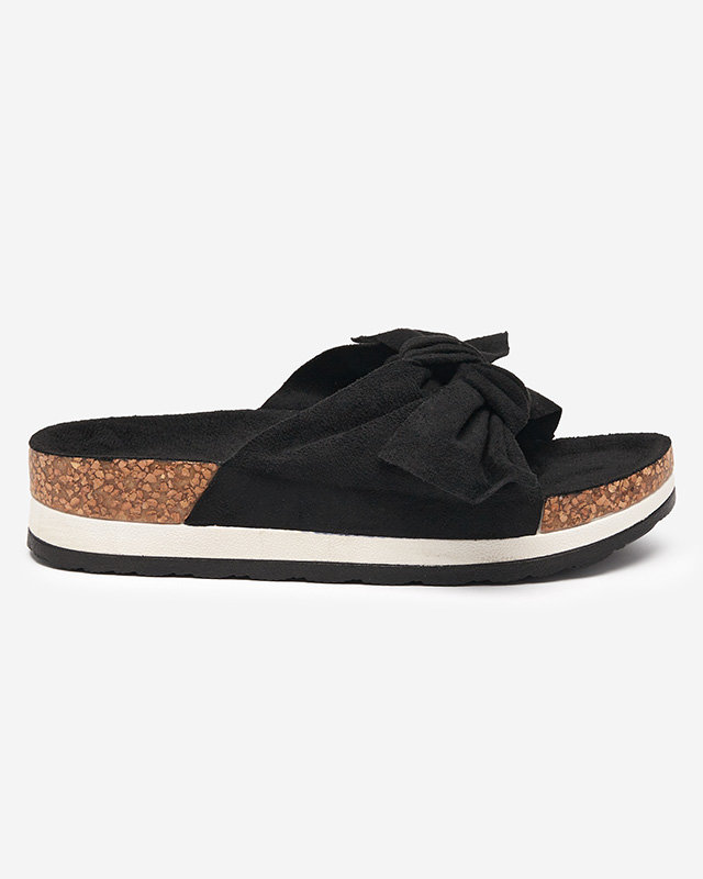 Dámské pantofle s mašlí v černé barvě Lunali- Footwear