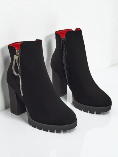 Жіночі ботильйони з екошкіри на підборах-стовпчику Marellin