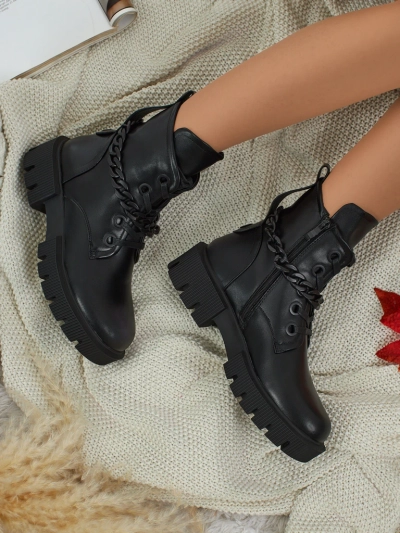 Eko kožené šněrovací dámské kotníkové boty Anviq