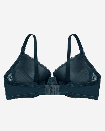 Tyrkysová dámská push-up podprsenka zdobená krajkou- Spodní prádlo