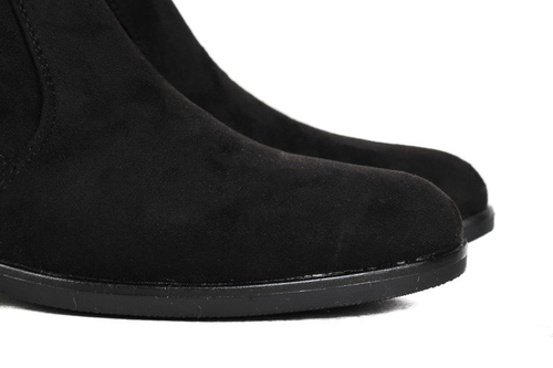 Czarne, zamszowe kozaki - Obuwie