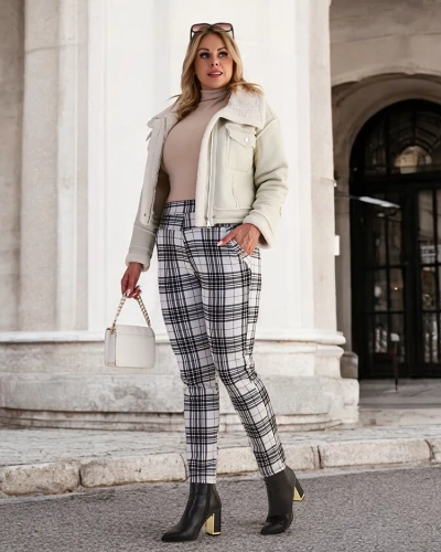 Royalfashion Zateplené dámské tegínové kalhoty PLUS SIZE