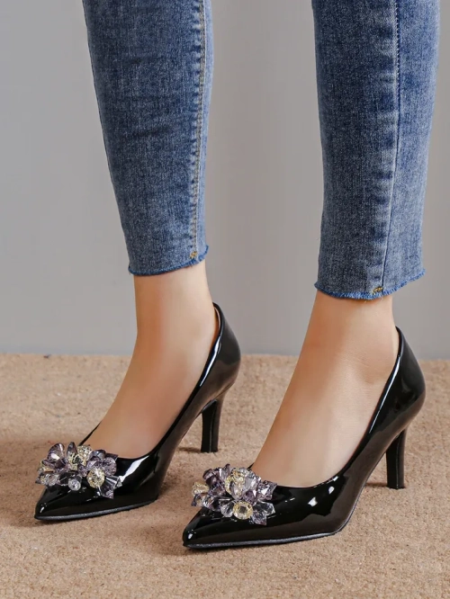 Royalfashion Глянцеві жіночі туфлі на шпильці з сіткою Ellona