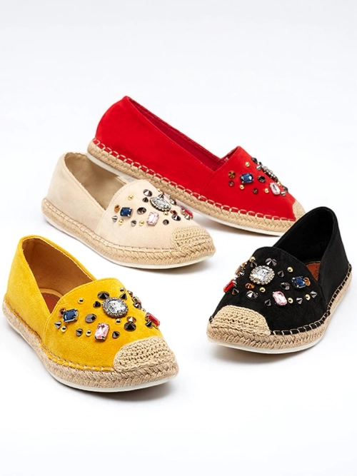 Жовті жіночі еспадрильї з цирконами Mediros