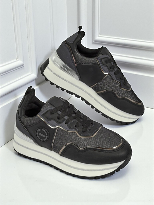 Жіночі снікерси Callista Nero на платформі 4 см, екологічна шкіра