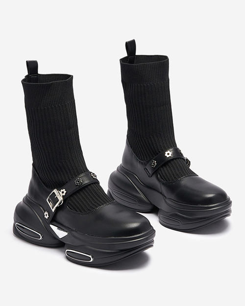 Чорні жіночі спортивні черевики з верхом а'ля носок Folden- Footwear