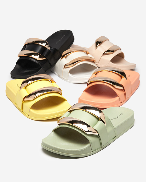 Помаранчеві жіночі тапочки з золотистим орнаментом Serina - Взуття