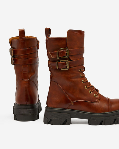 Royalfashion Dámské boty z ekokůže Faserti v hnědé barvě