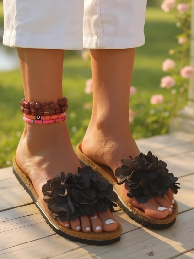 Royalfashion Dámské žabky s kvítky Flora Soft