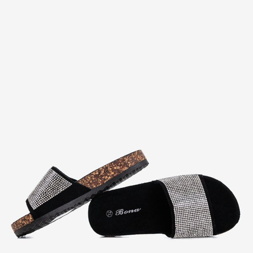 Чорні дитячі шльопанці з кубічним цирконієм Procopia - Взуття 1