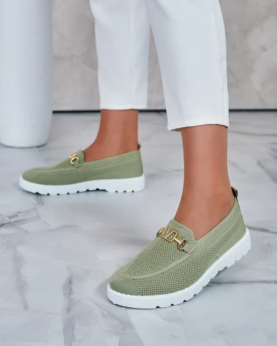 Royalfashion Жіночі тканинні мокасини із золотим декором Erticae