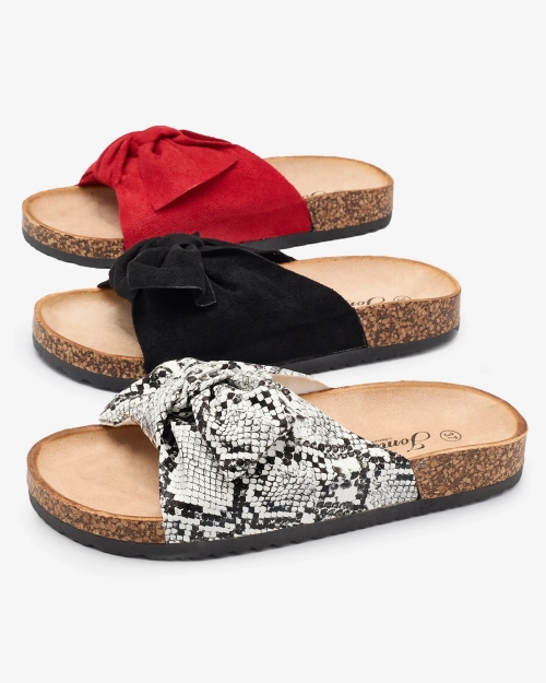 OUTLET Royalfashion Червоні жіночі шльопанці з бантом Rofdoo