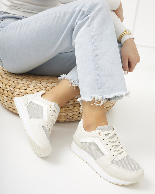 Бежеві жіночі кросівки з блискітками Berilan