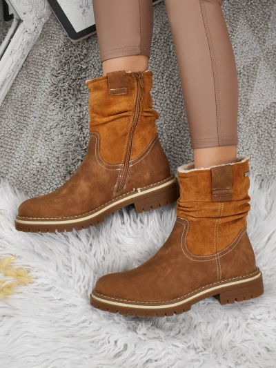 Vyšší dámské eko semišové kotníkové boty Liora