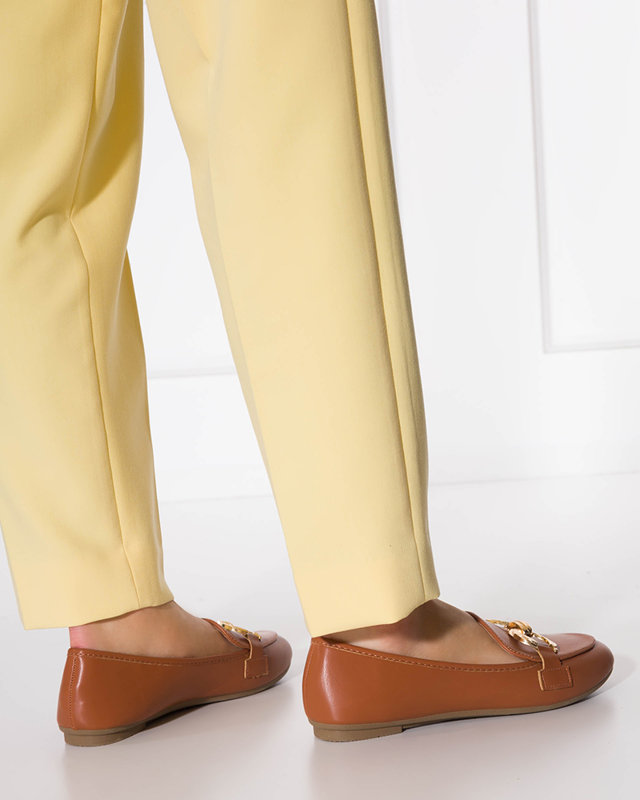 OUTLET Hnědé dámské mokasíny se zdobením Pyolens - Obuv